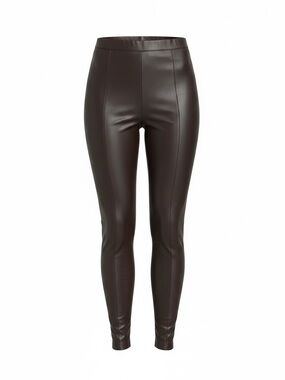 H&M Faux Leather High-Waist Leggings - Dark Brown